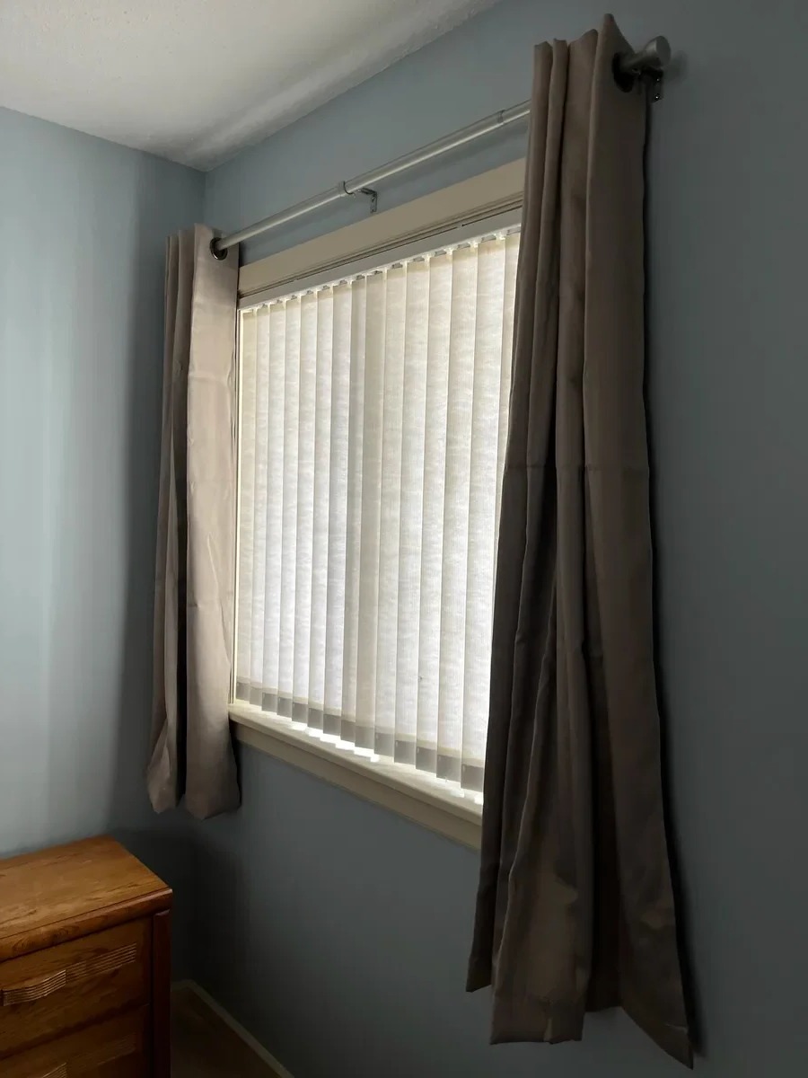 Curtain hanging.